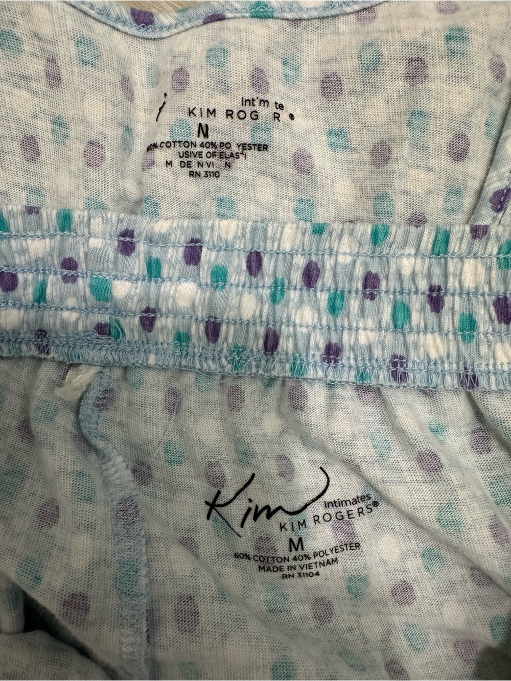 Kim Rogers Teal Floral and Light Blue Dot Women’s Pajama Sets - Picture 3 of 7